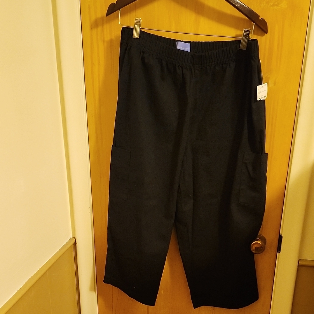 Laura Scott Missy Twill Denim black Pull On Capri Pants Size L